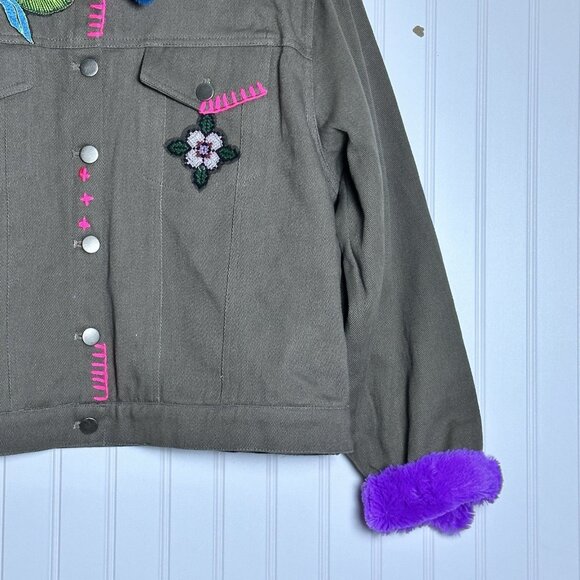 Natural Life Tara Embellished Jacket Floral Boho Hippie Festival Denim Jacket XL - Picture 9 of 16